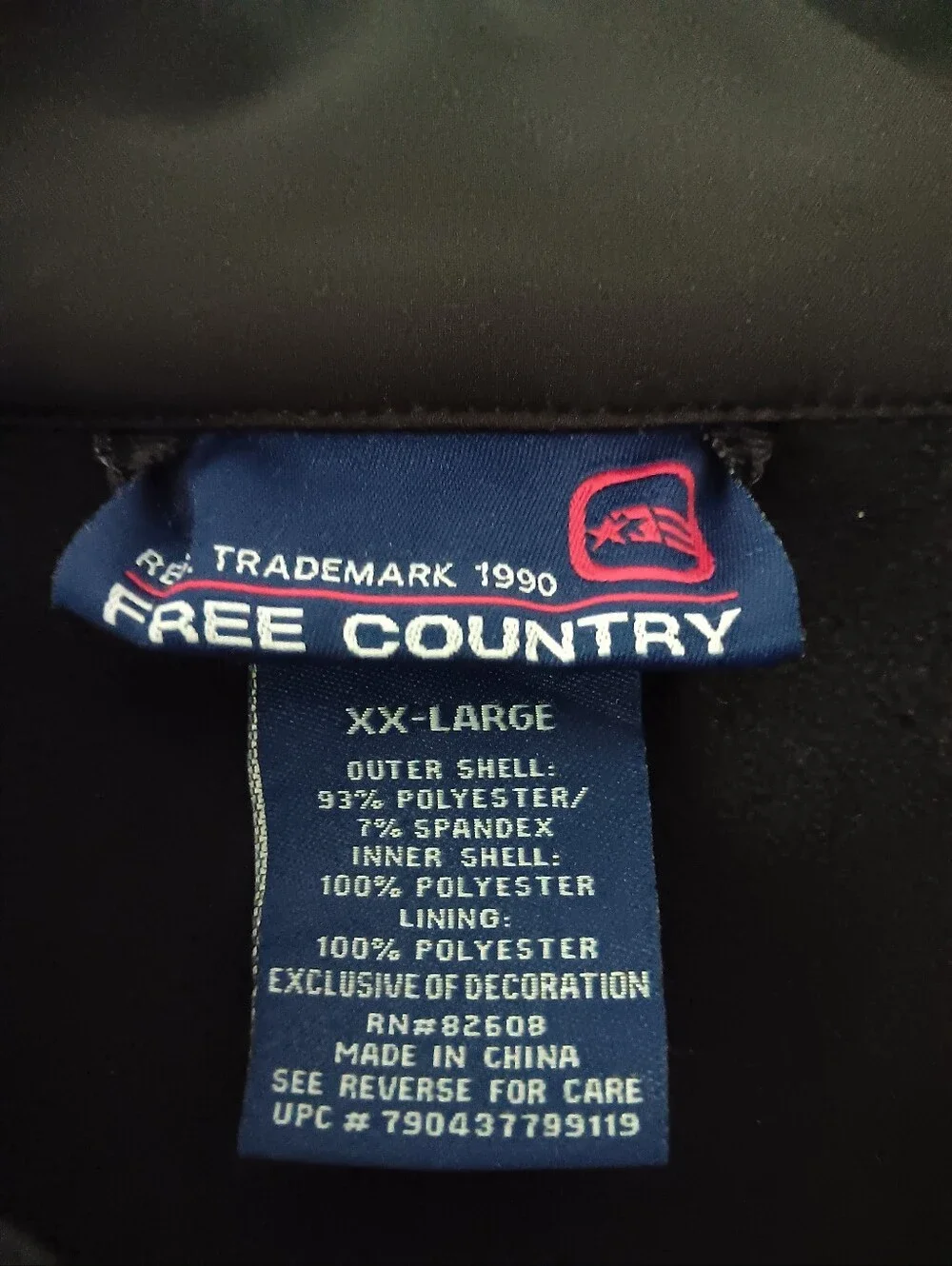 Free Country Jacket Zip-Front Mock-Neck Lined Pockets Black XX Large